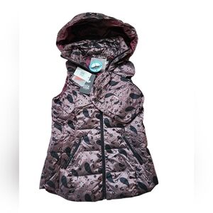 My Anorak Down Packable Short Rose Paisley Metallic Vest Small NWT